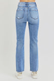 RISEN Full Size Distressed High-Rise Ankle Straight Jeans 