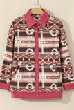 Geometric Button Up Corduroy Trim Jacket 