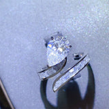 3 Carat Moissanite Zircon 925 Sterling Silver Bypass Ring 