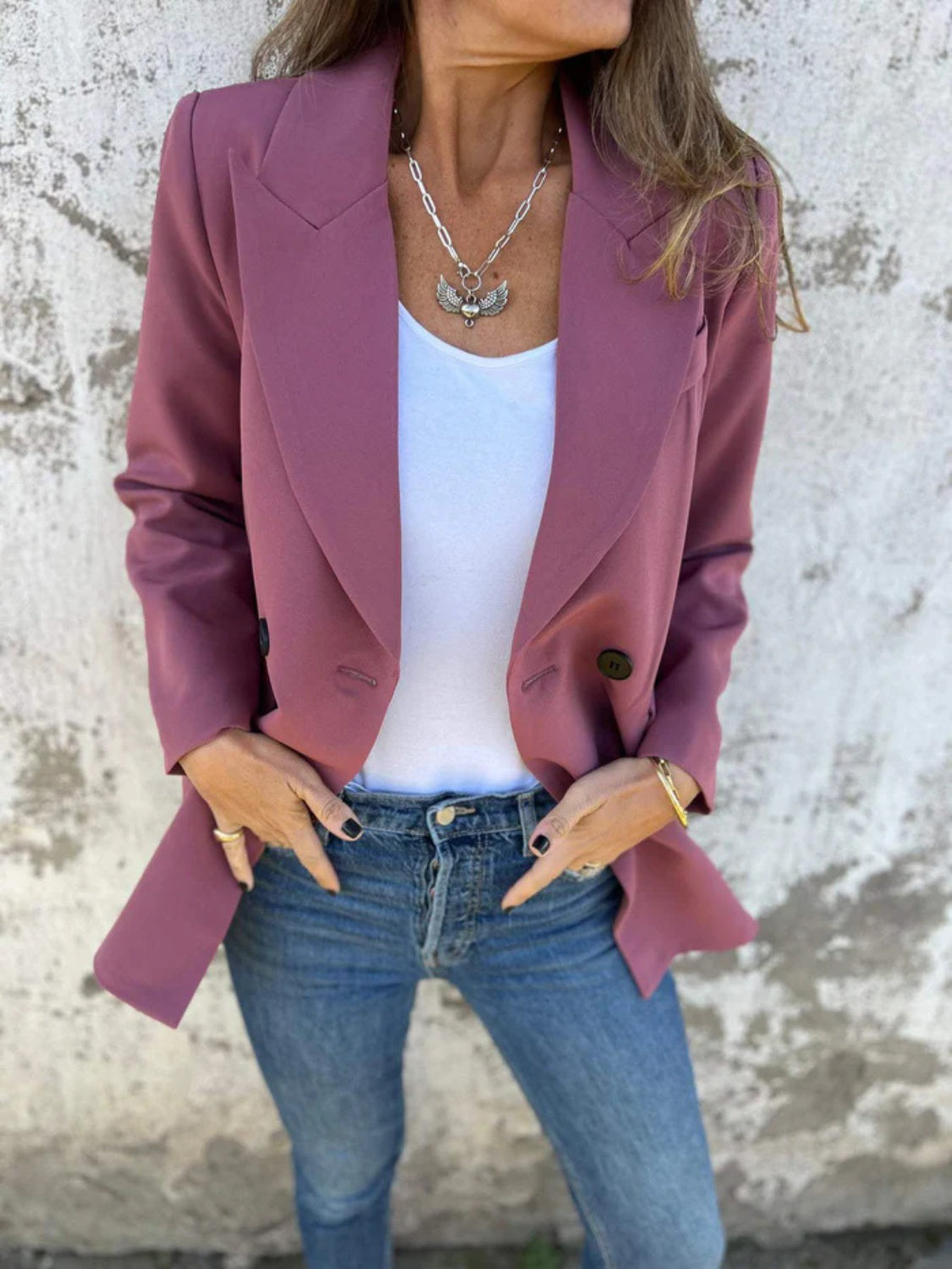 Full Size Collared Neck Long Sleeve Blazer 
