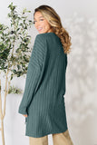 Basic Bae Full Size Ribbed Round Neck Long Sleeve Slit Top 