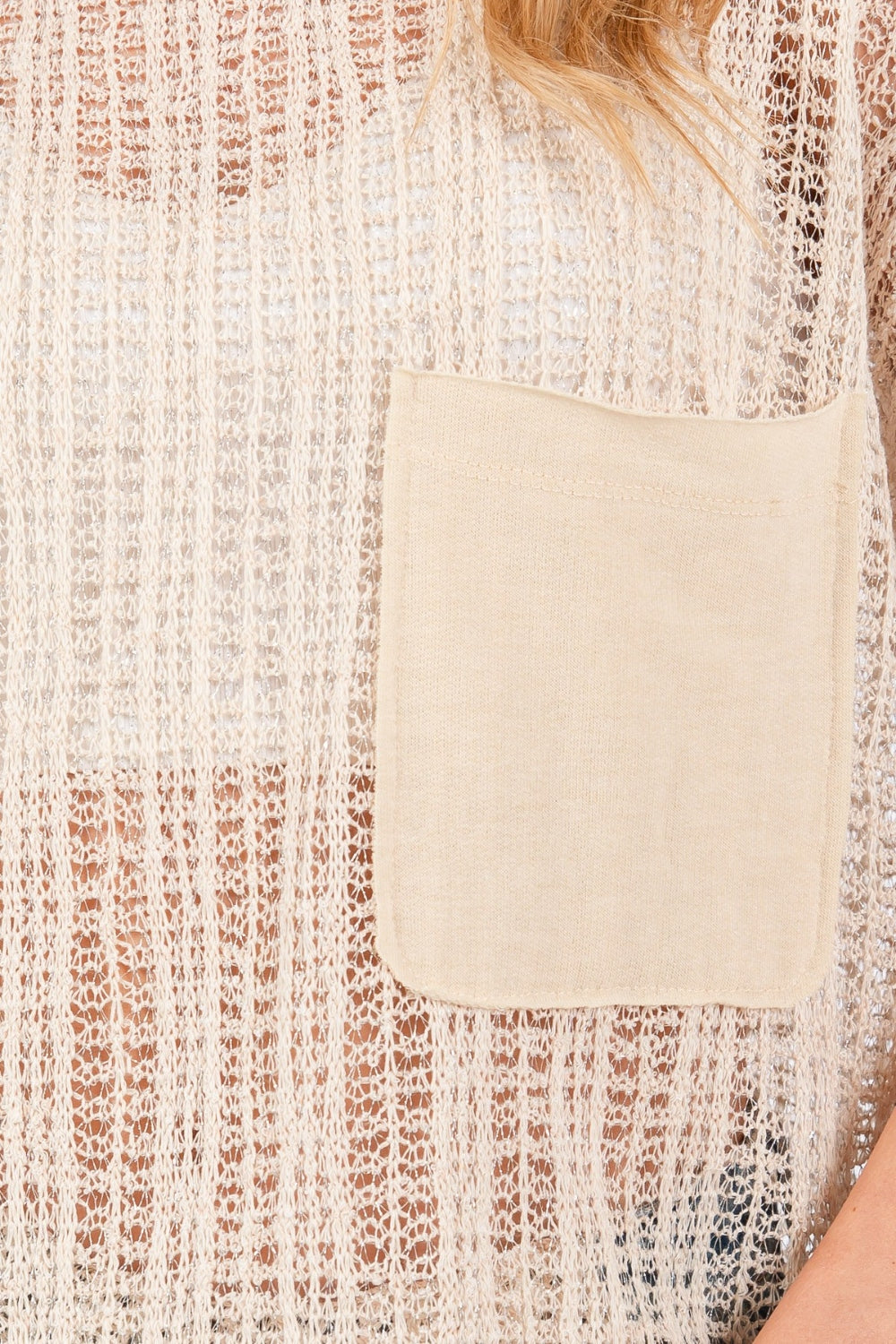 Ces Femme See Through Crochet Mock Neck Cover Up 