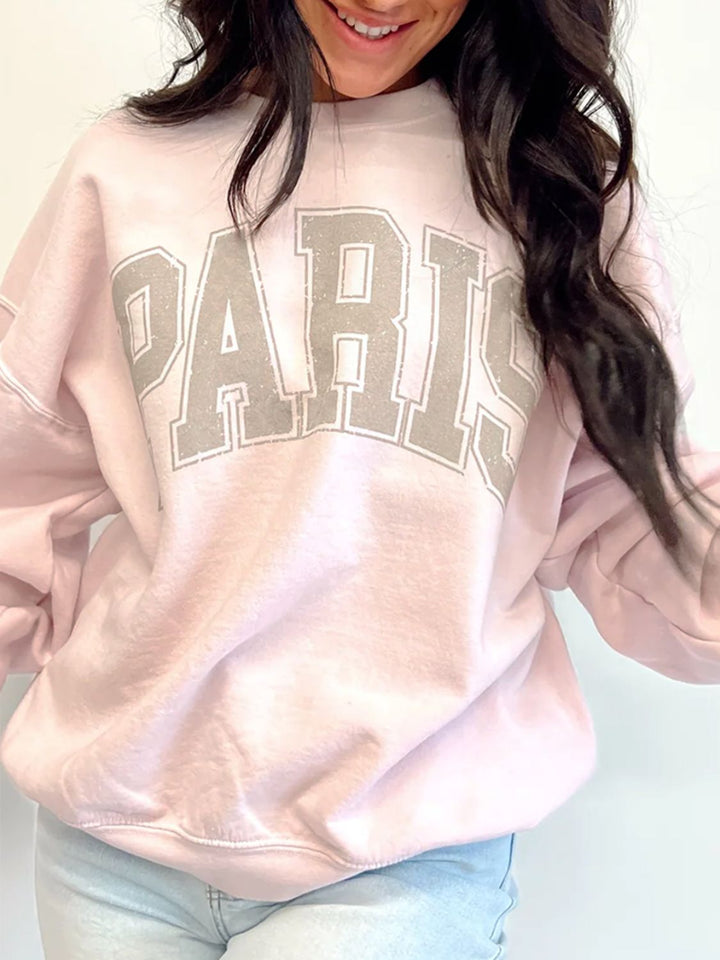 PARIS Round Neck Long Sleeve Sweatshirt 