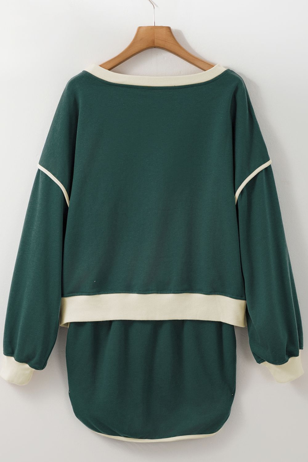 Contrast Trim Round Neck Top and Skort Set 