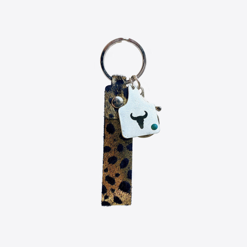 Genuine Leather Alloy Keychain 