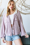 Reborn J Contrast Hooded Button Down Ribbed Jacket 