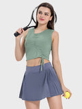 Millennia Drawstring Ruched Wide Strap Active Tank 