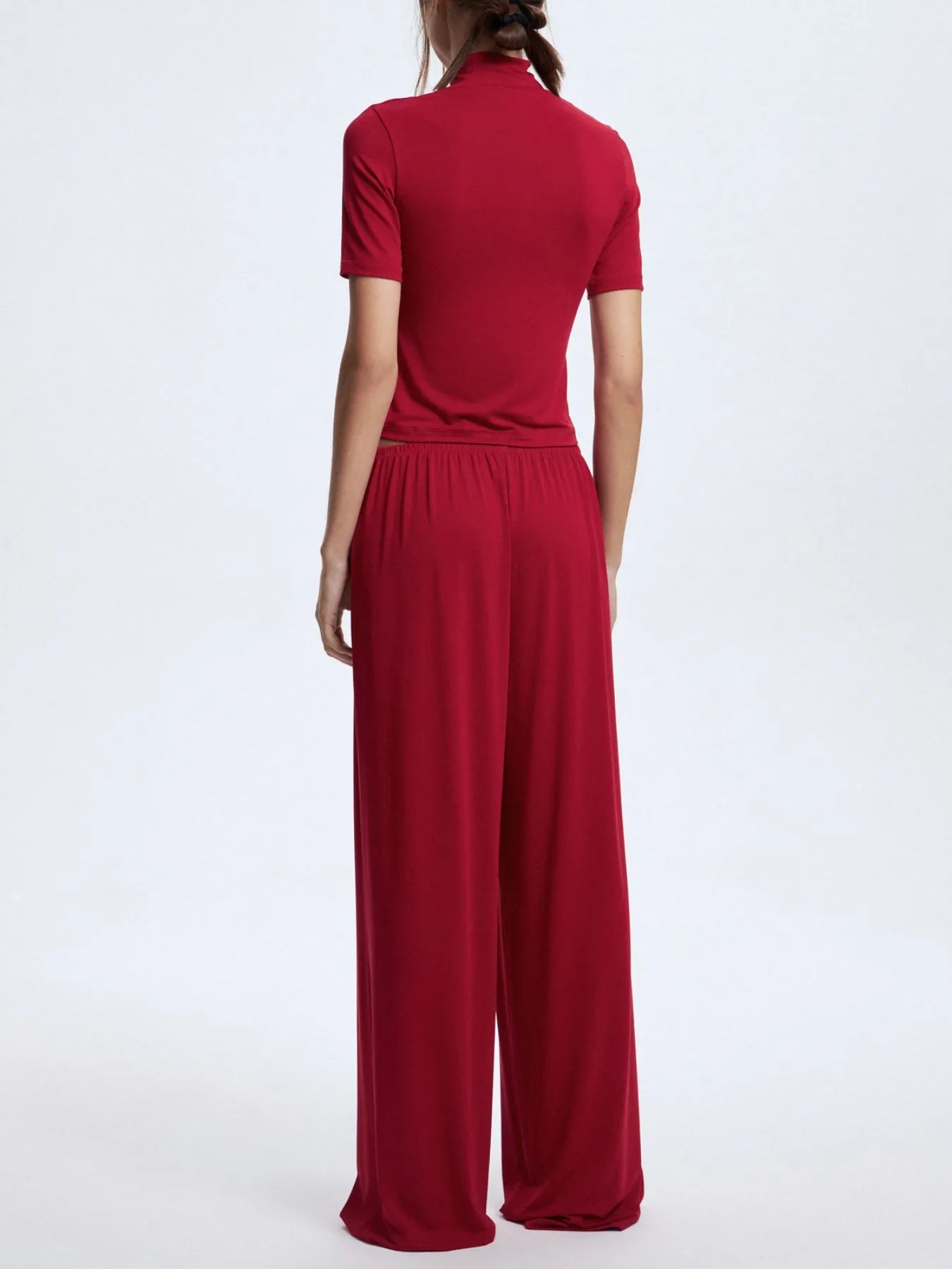 Mock Neck Short Sleeve Top and Pants Set Two Piece Dresses