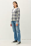 Be Cool Plaid Long Sleeve Sweater Jacket with Front Patch Pockets 