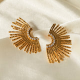 Stainless Steel Inlaid Zircon Stud Earrings 