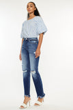 Kancan High Rise Distressed Slim Straight Jeans 