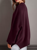 Double Take Side Slit Round Neck Long Sleeve Sweater 