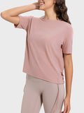 Millennia Drawstring Round Neck Short Sleeve Active T-Shirt 