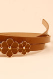Flower Decor Skinny PU Belt 