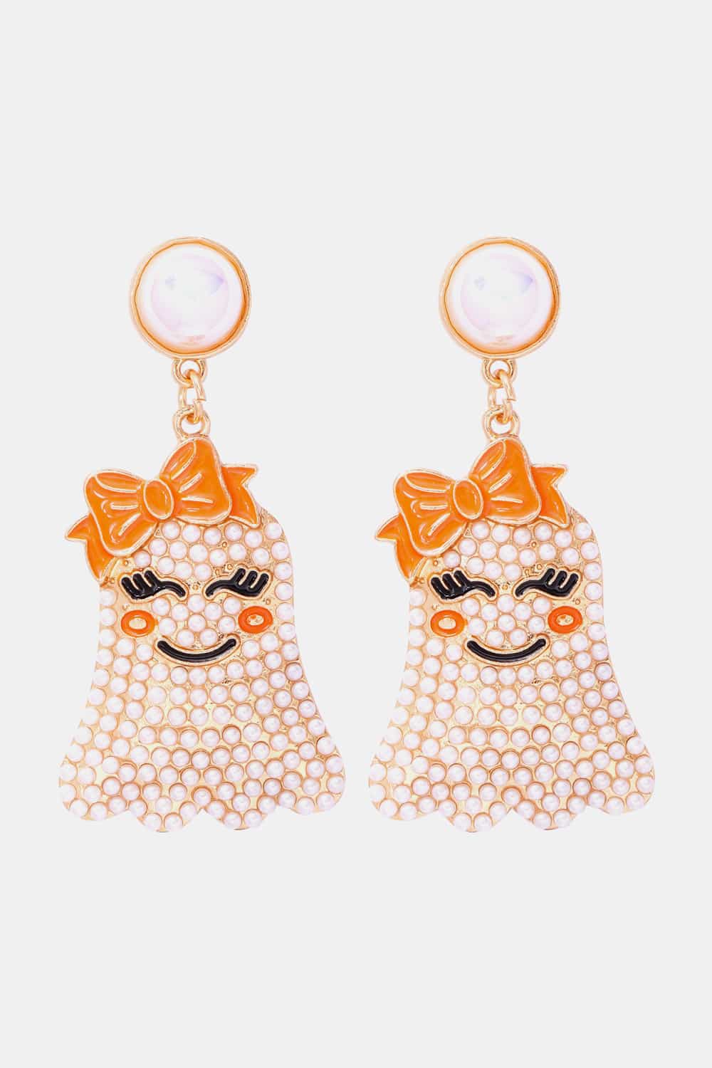 Smiling Ghost Shape Synthetic Pearl Earrings 