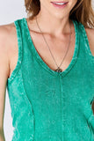 Zenana Washed Racerback V-Neck Tank 