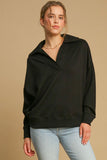 Umgee Johnny Collar Dropped Shoulder Sweatshirt 