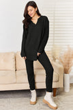 Basic Bae Full Size Notched Long Sleeve Top and Pants Set 