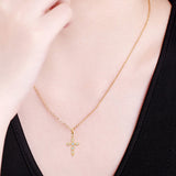925 Sterling Silver Moissanite Cross Pendant Necklace 