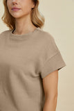 Double Take Full Size Texture Short Sleeve Top and Shorts Set 