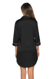 Button Up Collared Neck Night Dress with Pocket 