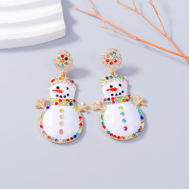 Alloy Rhinestone Snowman Earrings 