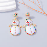 Alloy Rhinestone Snowman Earrings 
