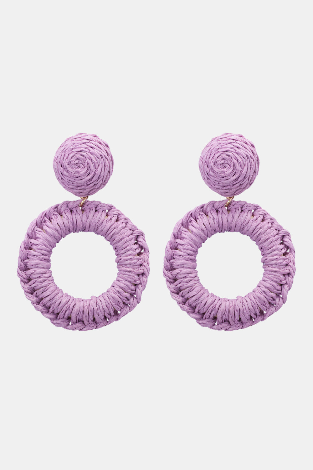 Round Shape Raffia Grass Dangle Earrings 