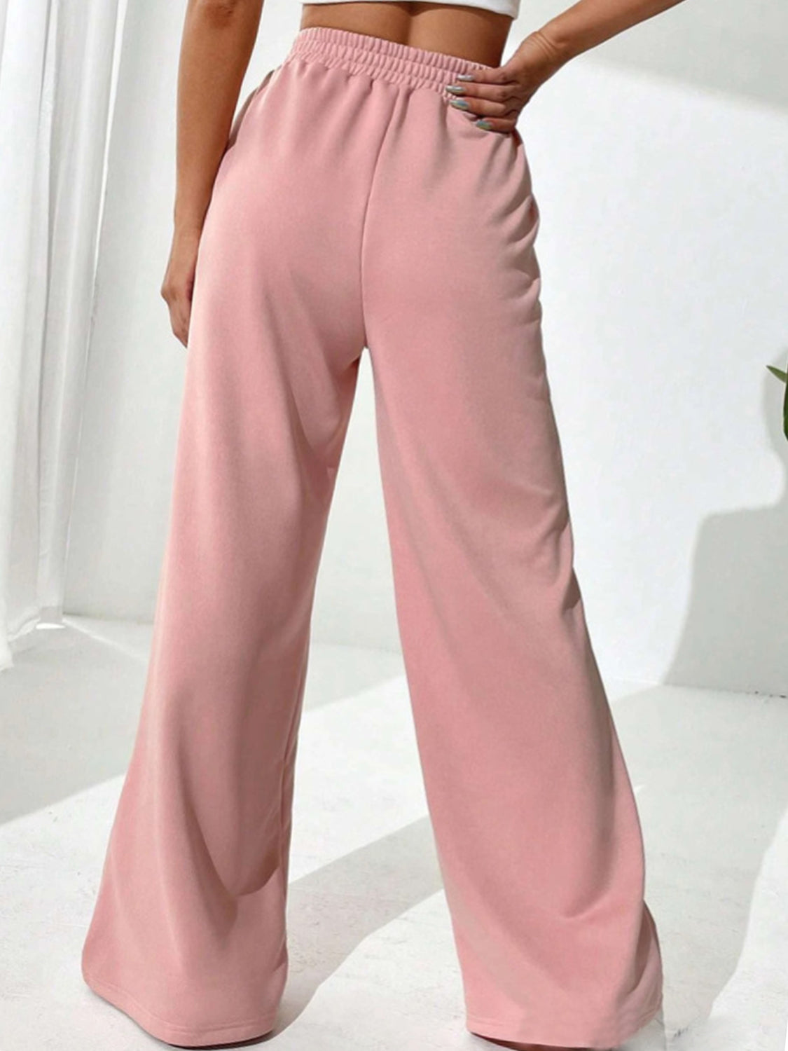 Elastic Waist Wide Leg Pants 