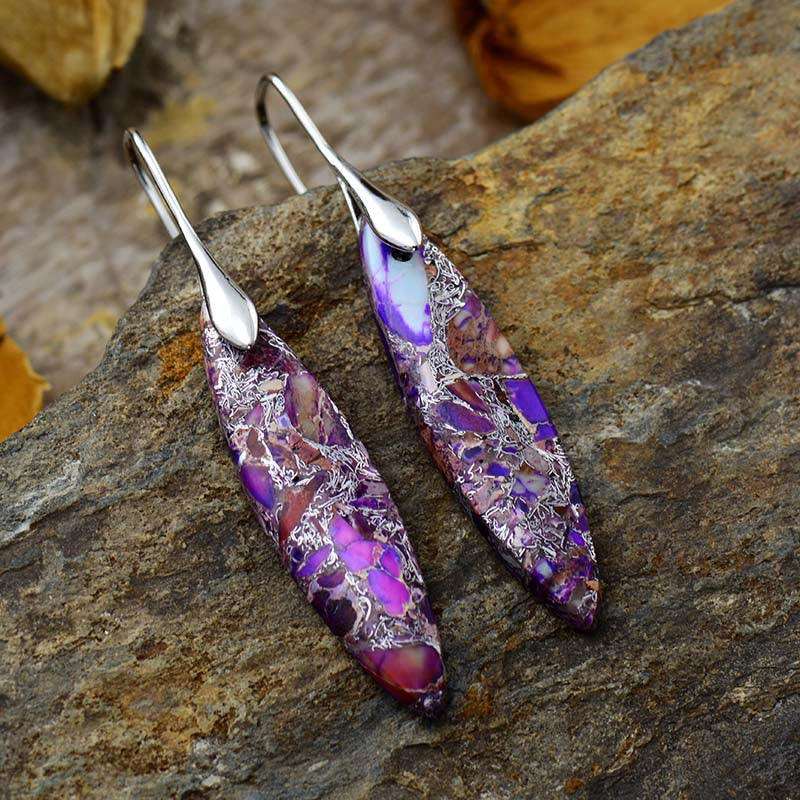 Copper Natural Stone Geometric Shape Earrings 