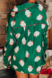 Santa Collared Neck Long Sleeve Top and Shorts Lounge Set Lingerie & Nightwear