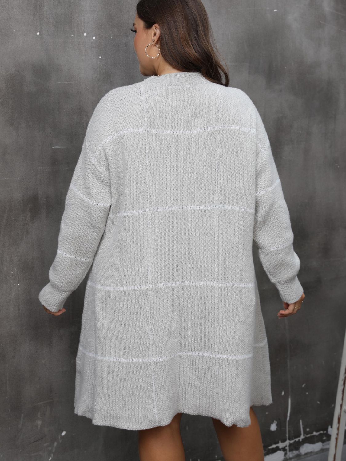 Plus Size Round Neck Long Sleeve Sweater Dress 