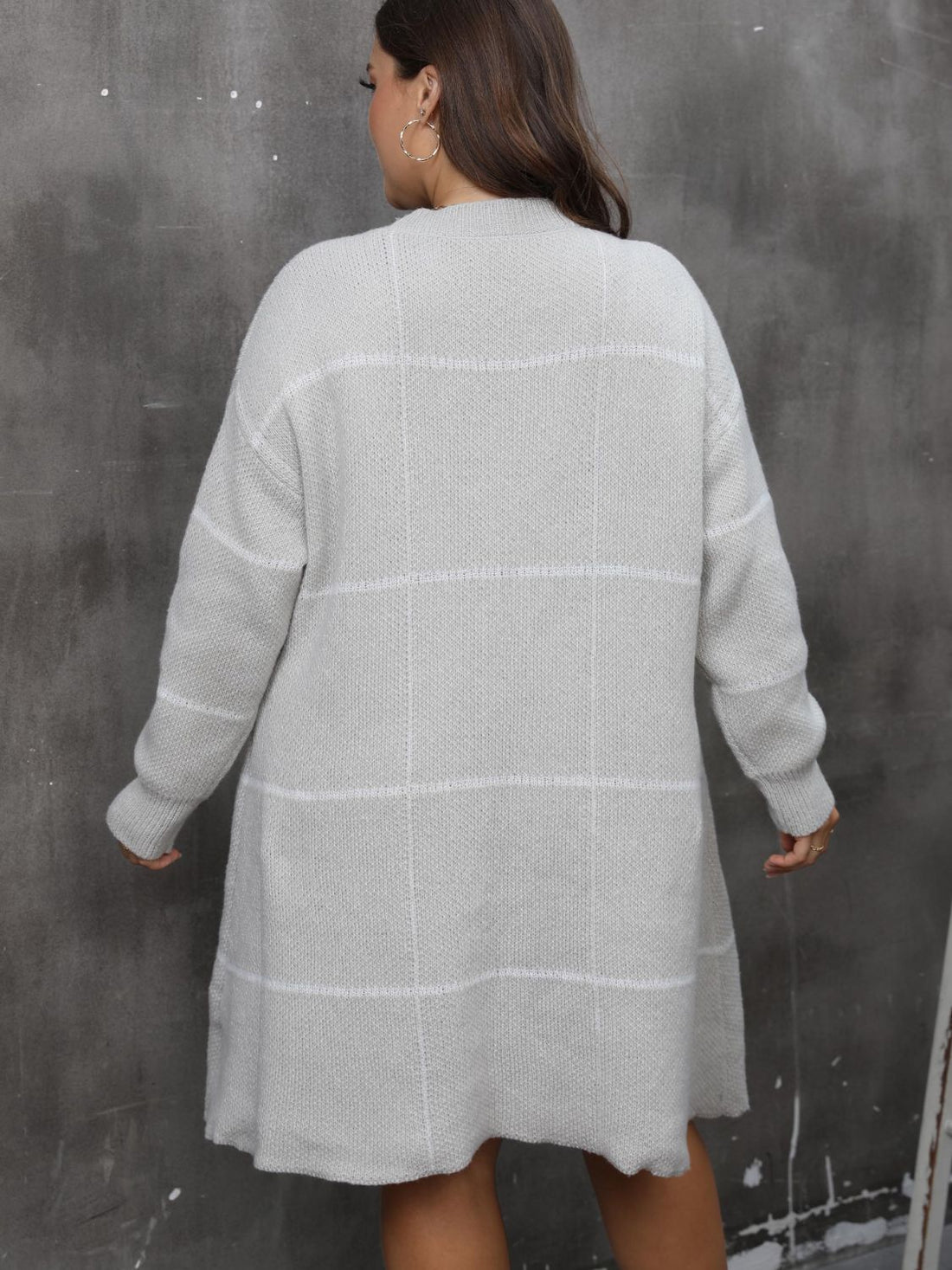Plus Size Round Neck Long Sleeve Sweater Dress 