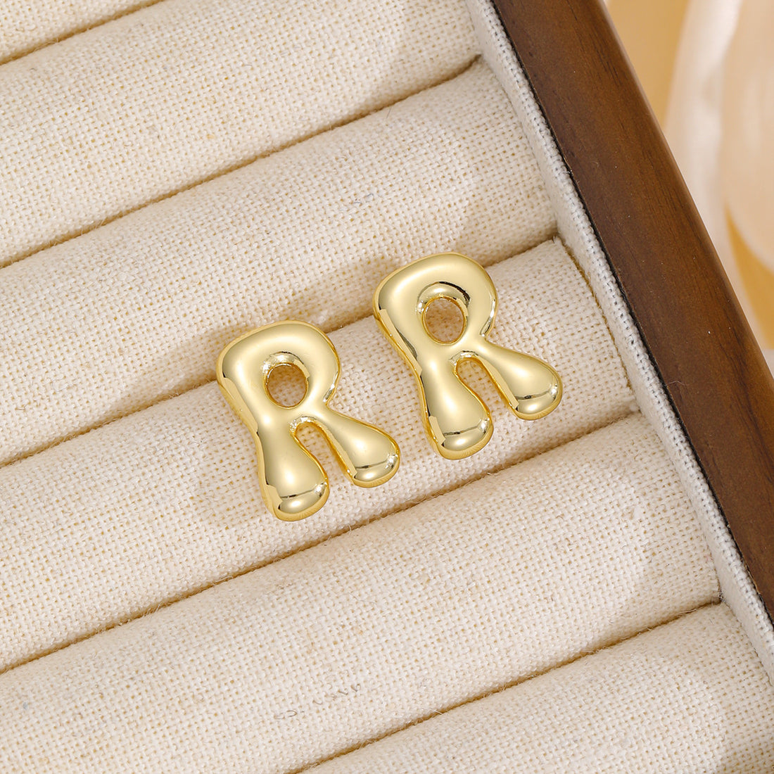 18K Gold-Plated Bubble Letter Stud Earrings 
