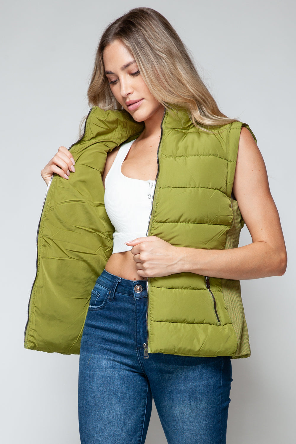 Snobbish Zip Up Turtleneck Vest with Pockets 
