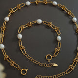 Freshwater Pearl Titanium Steel Necklace 