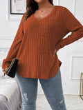 Plus Size V-Neck Long Sleeve T-Shirt 