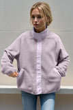 Double Take Snap Down Contrast Fleece Jacket with Pockets 