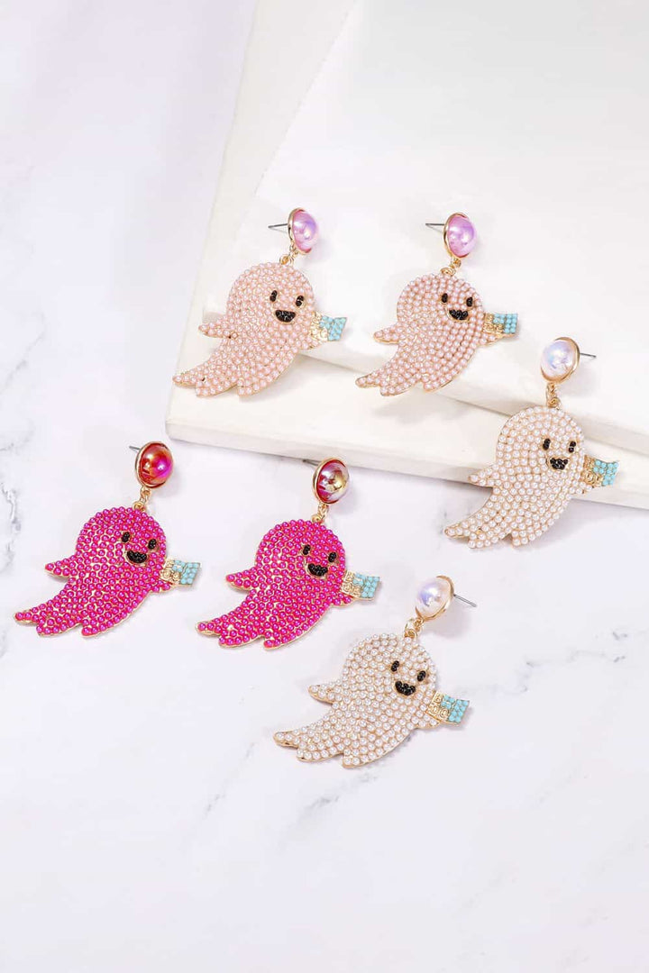 Ghost Shape Synthetic Pearl Dangle Earrings 