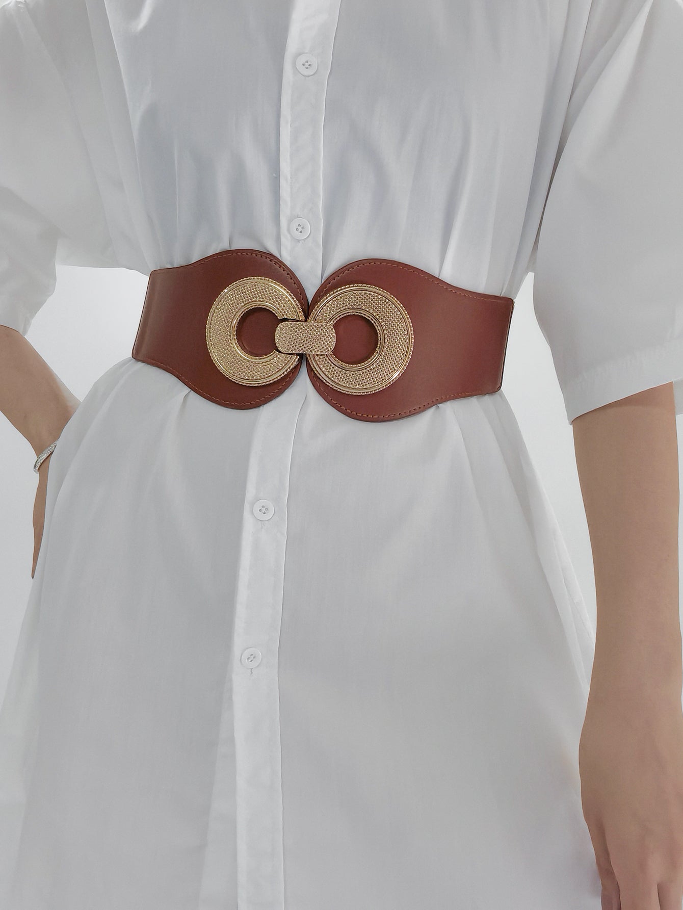 Alloy Buckle Elastic PU Belt 