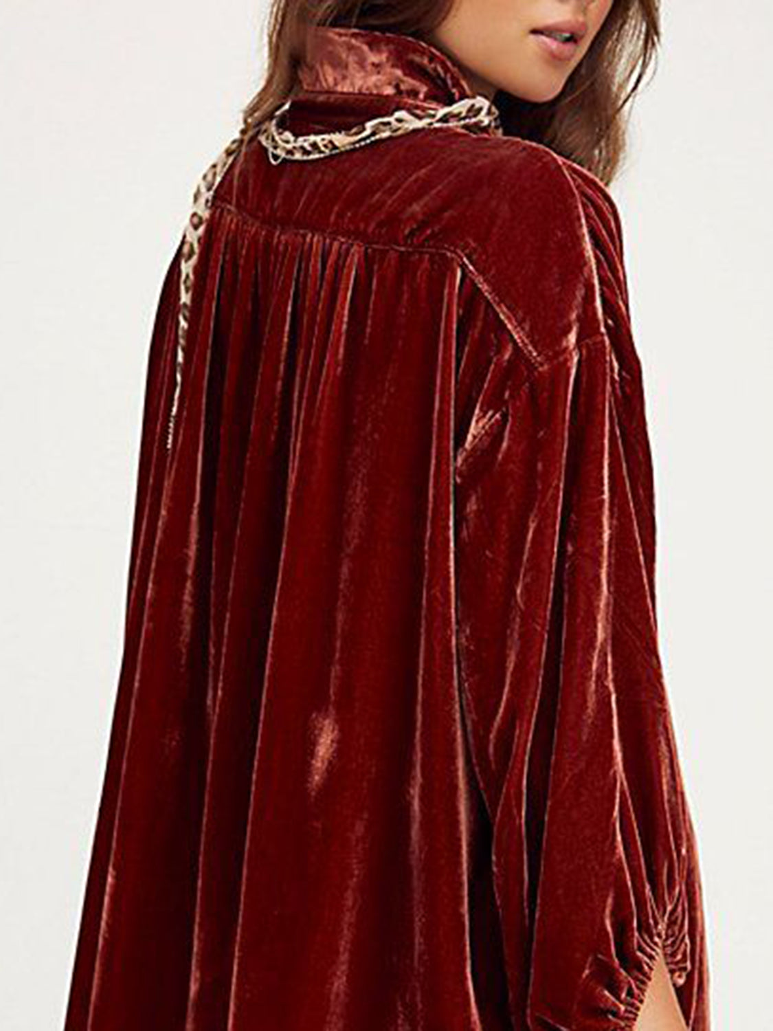 Collared Neck Button Down Long Sleeve Shirt 