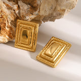 18K Gold-Plated Stainless Steel Square Shape Earrings 