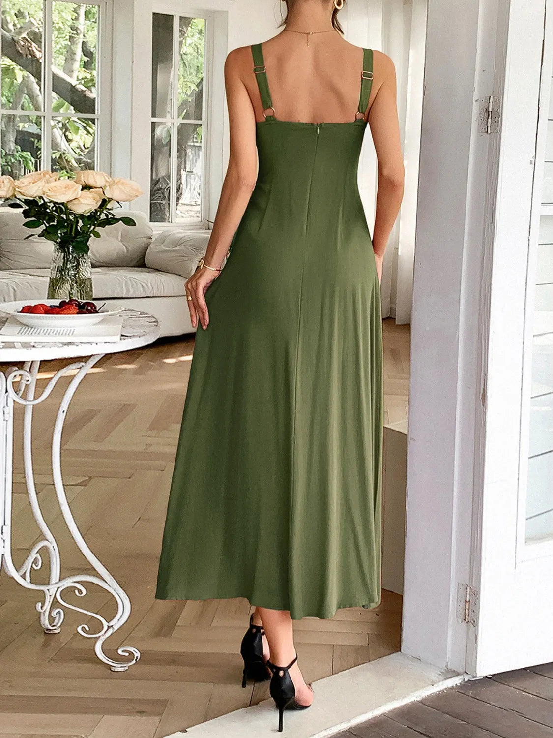 Contrast Wide Strap Midi Cami Dress 