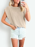 Lovelet Textured Round Neck Cap Sleeve Blouse 