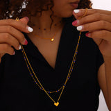 Titanium Steel Section Crystal Double-Layered Necklace 