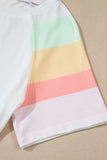 Rainbow Striped Round Neck T Shirt and Shorts Lounge Set Lingerie & Nightwear