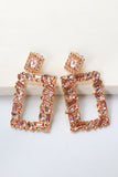 Square Shape Glass Stone Dangle Earrings 