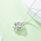 Moissanite 925 Sterling Silver Bow & Heart Necklace 