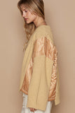 POL Quilting Patch Button Up Cable Knit Jacket 