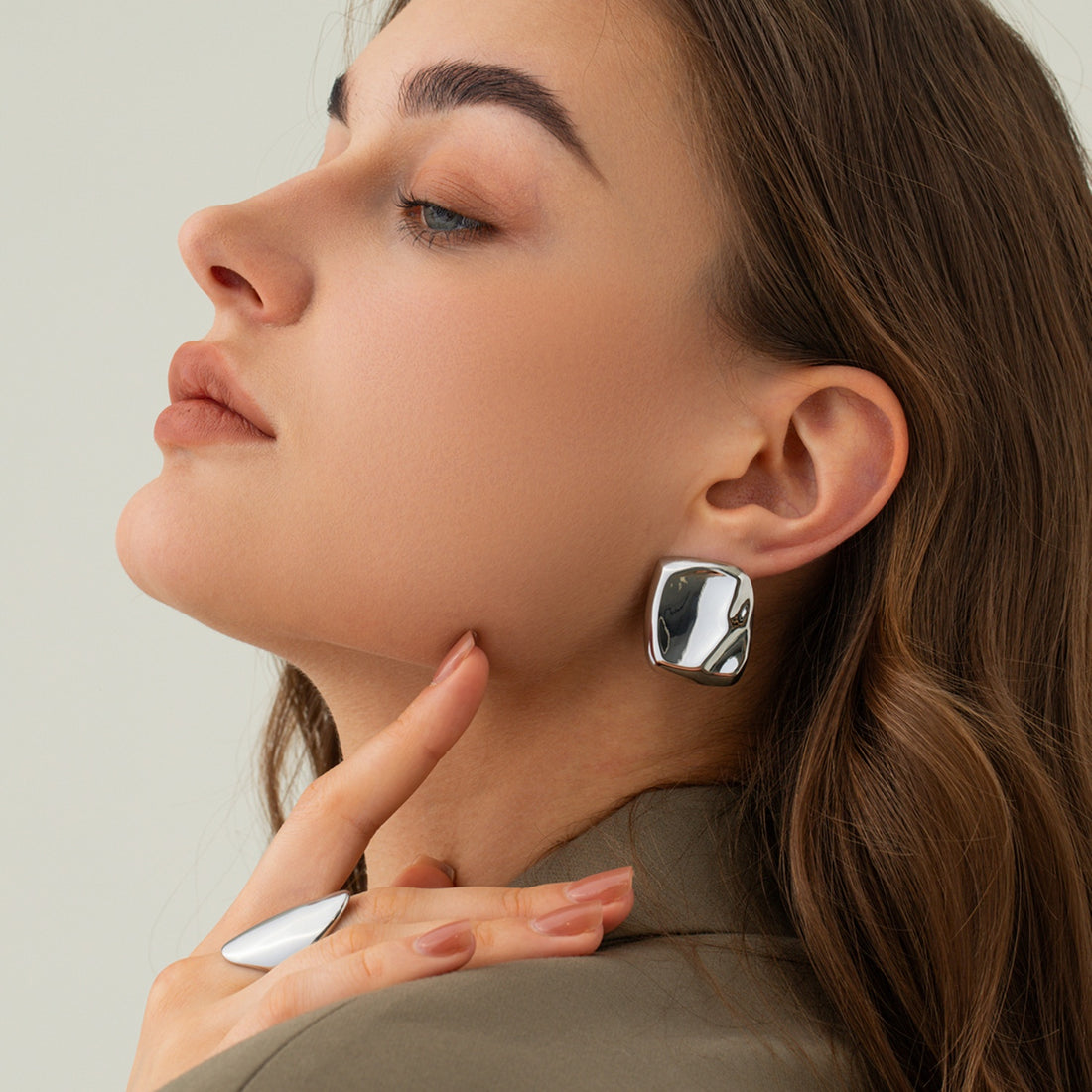 Stainless Steel Square Stud Earrings 